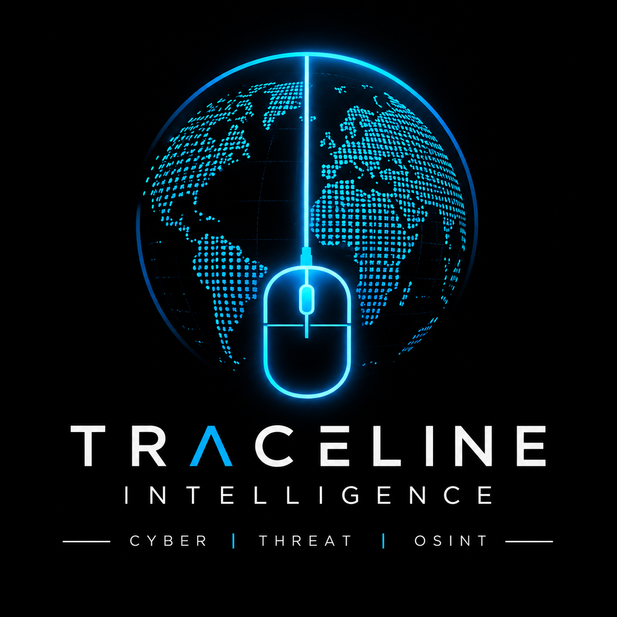 Traceline Intelligence logo: a glowing globe with a computer mouse